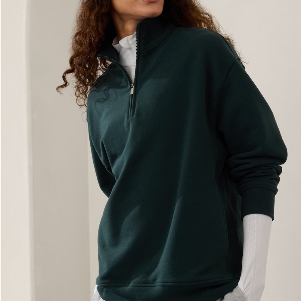 Athleta Forever Fleece 1/4 Zip Sweatshirt NWT in Cypress